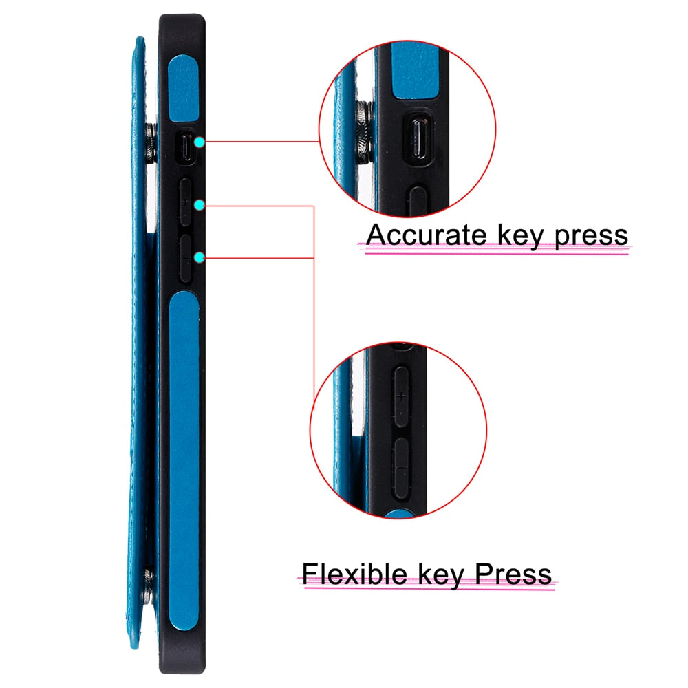 Anymob iPhone Case Blue 3D Tree Cat Leather Flip Wallet Cover-Mobile Phone Cases-PEROZ Accessories