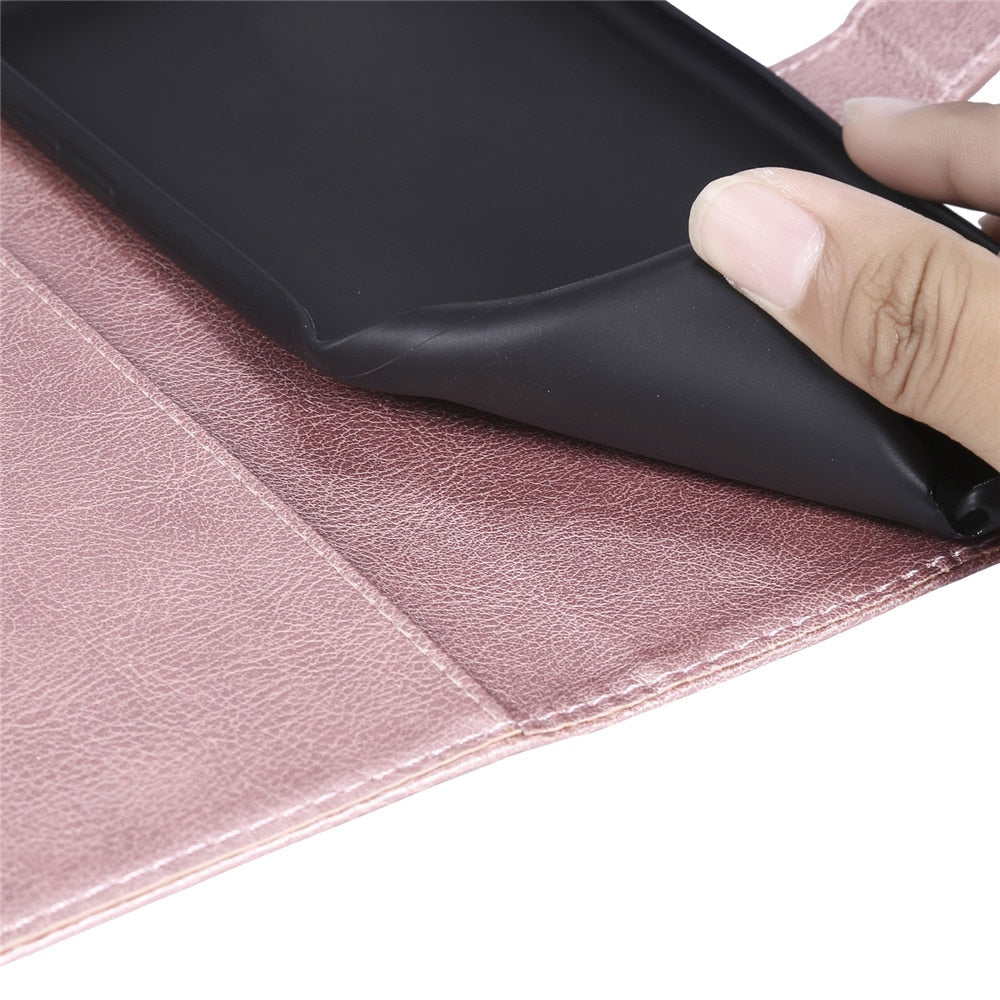 Anymob iPhone Black Flip Leather Phone Case Solid Color Wallet Cover-Mobile Phone Cases-PEROZ Accessories