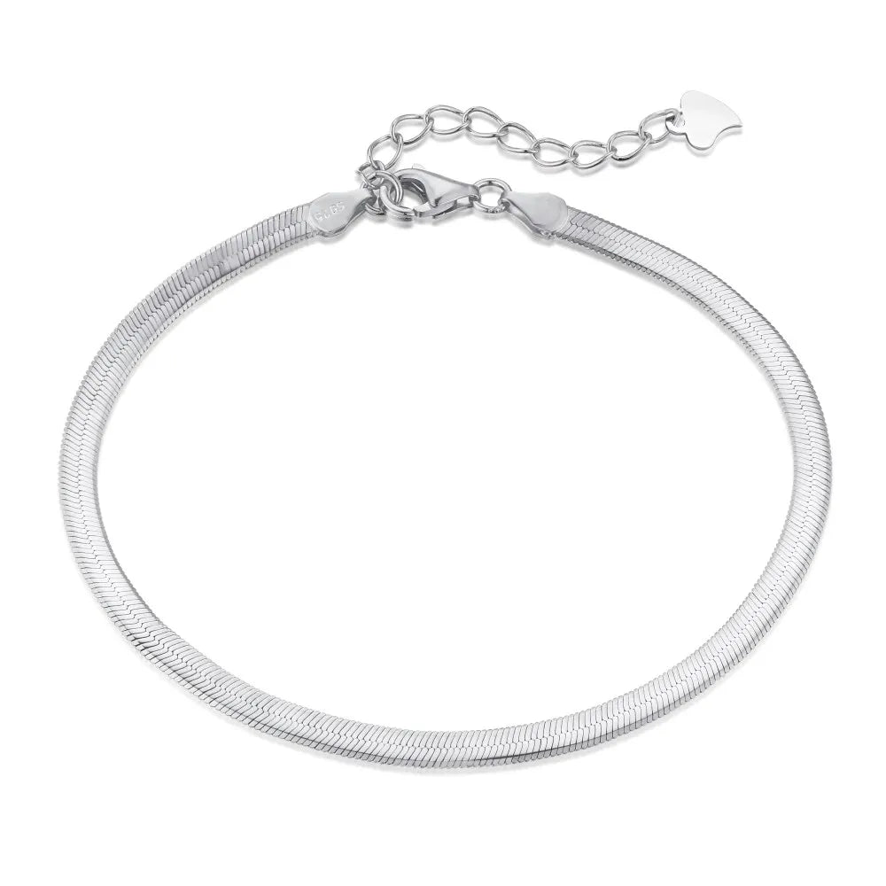 Anyco Bracelet Personalized Minimalist Snake Rhodium Plated Unique Unisex Stackable Accessories Bracelets-Bracelets-PEROZ Accessories