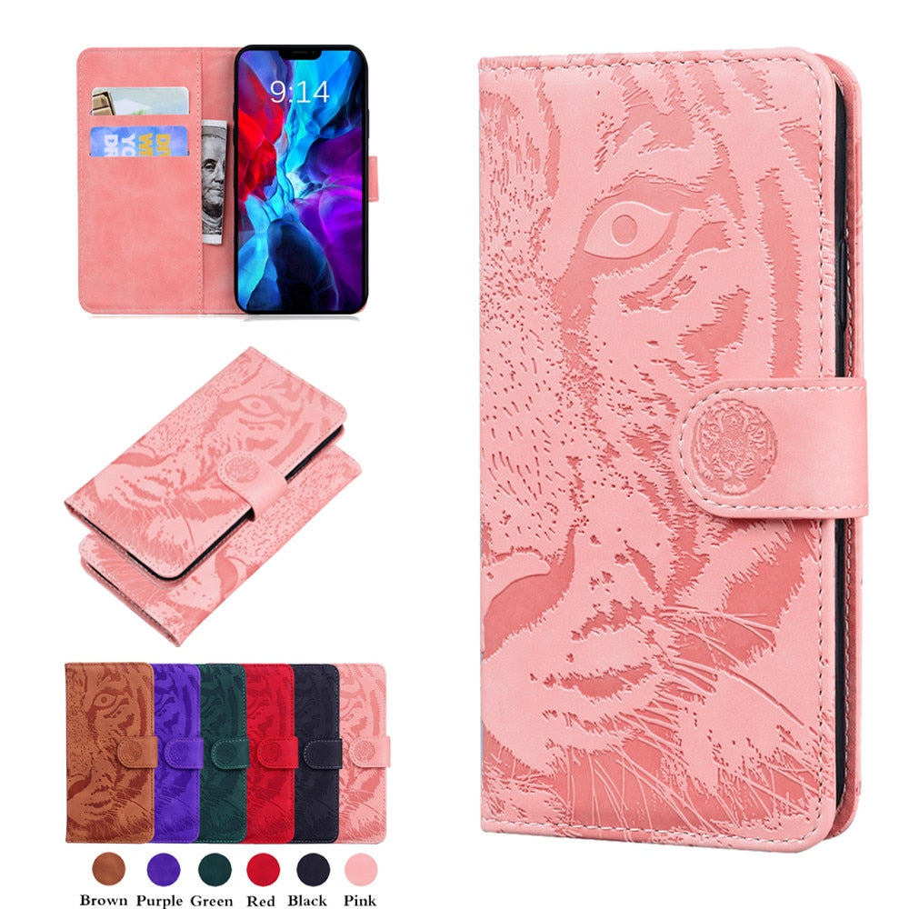 Anymob iPhone Black Flip Leather Case Tiger Wallet Cover Book Style With Card Slot Cover-Mobile Phone Cases-PEROZ Accessories