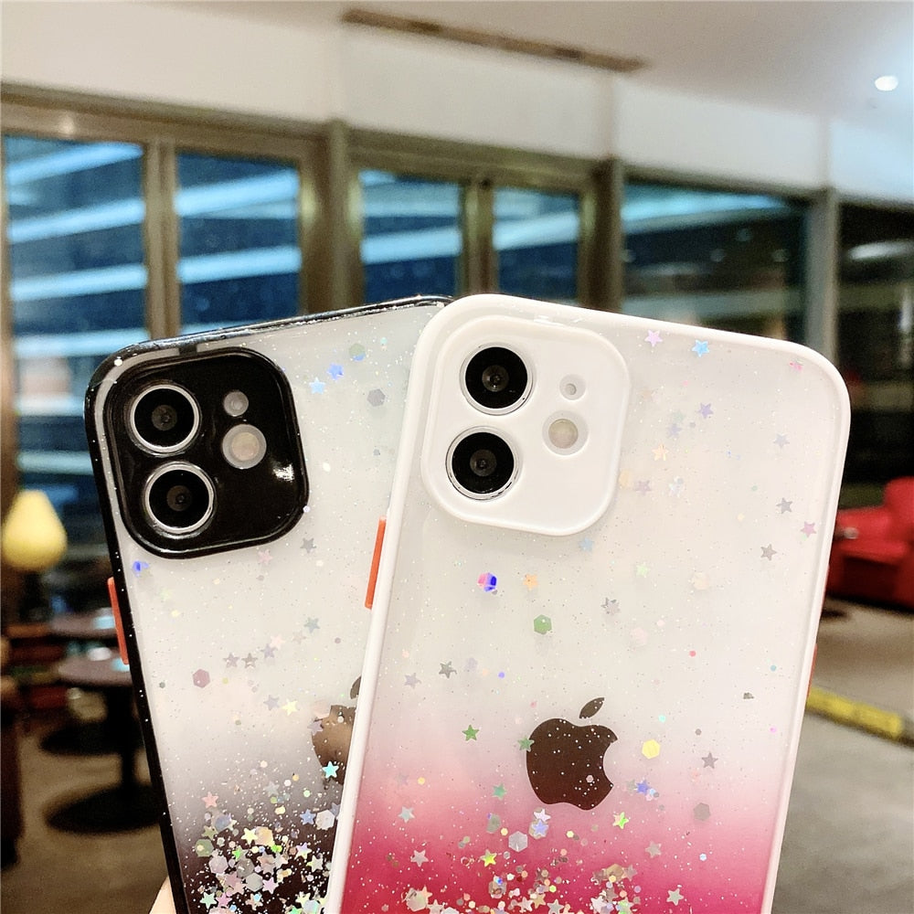 Anymob iPhone Case Black Bling Glitter Soft Silicone Cover with Camera Protection-Mobile Phone Cases-PEROZ Accessories