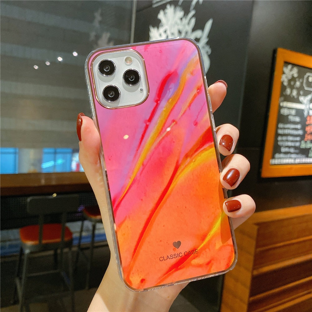 Anymob iPhone Case Orange and Pink Electroplated Rainbow Phone Cover-Mobile Phone Cases-PEROZ Accessories