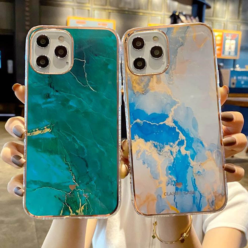 Anymob iPhone Case White Electroplated Marble Pattern Silicone Protection Cover-Mobile Phone Cases-PEROZ Accessories