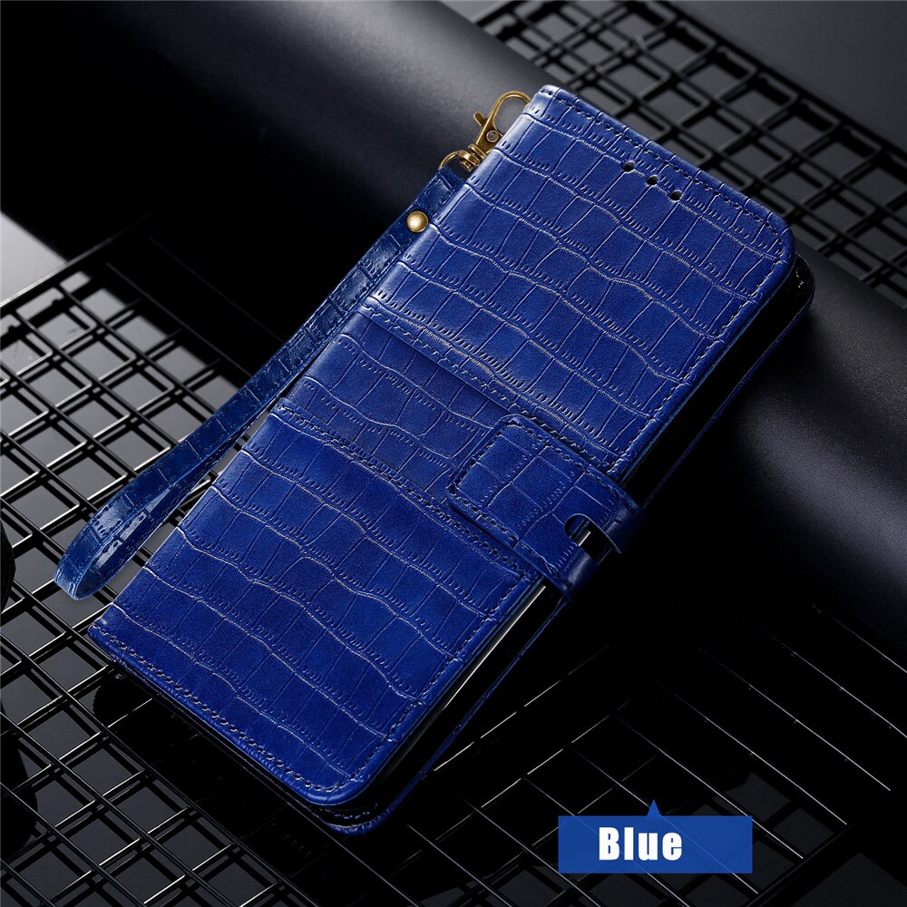 Anymob iPhone Case Blue Magnetic Leather Flip 3D Croc Pattern Phone Cover-PEROZ Accessories