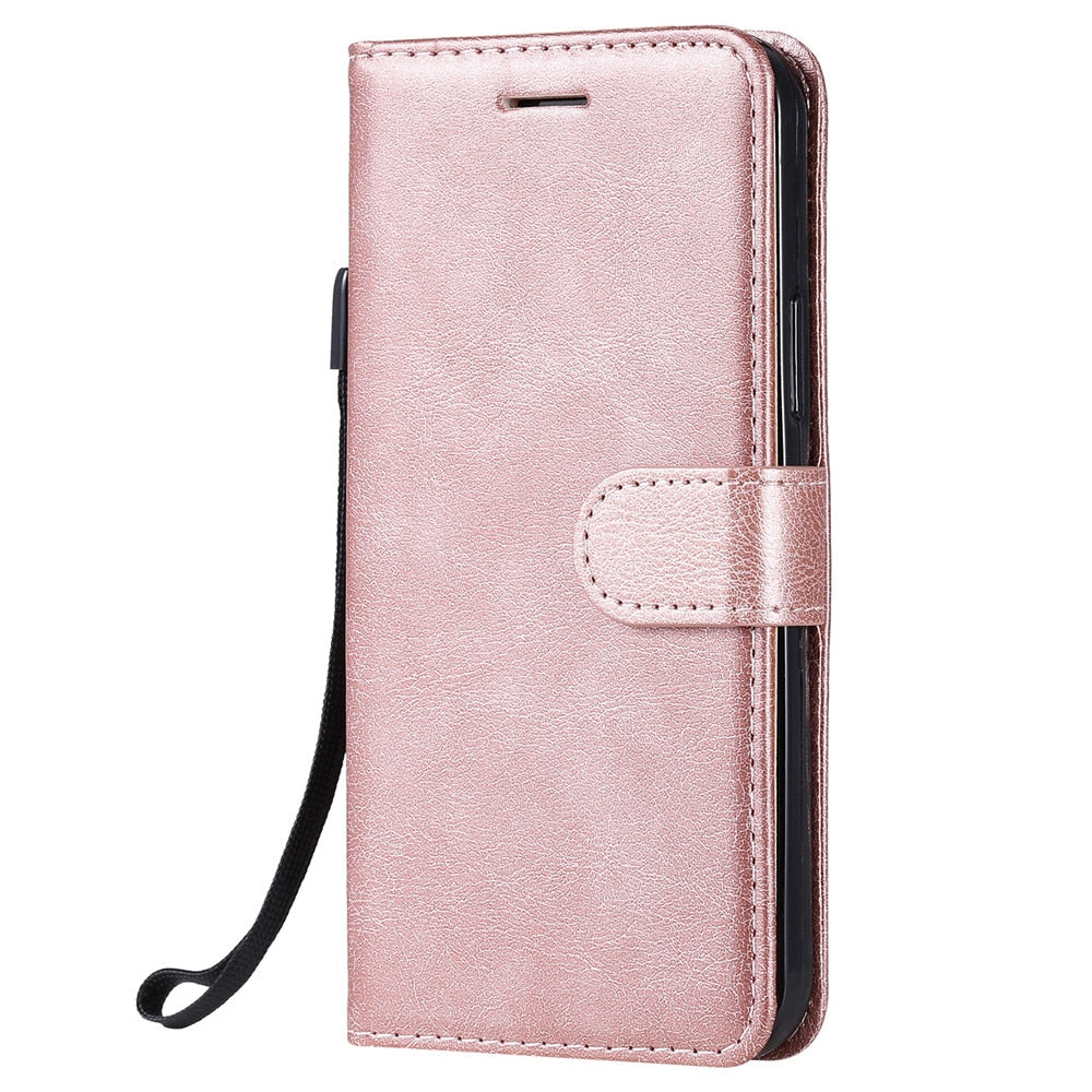 Anymob iPhone Black Flip Leather Phone Case Solid Color Wallet Cover-Mobile Phone Cases-PEROZ Accessories