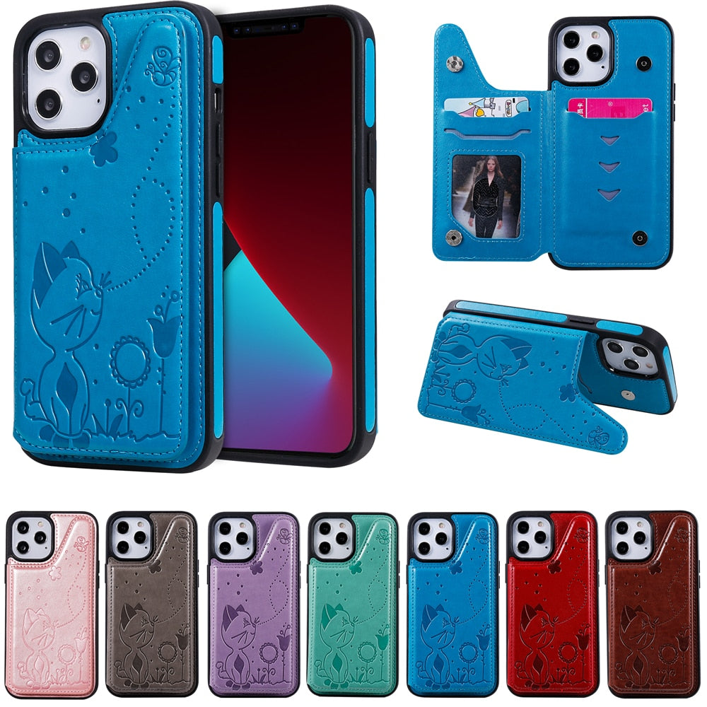 Anymob iPhone Case Red Flip Leather Holder Stand Book Cover-Mobile Phone Cases-PEROZ Accessories