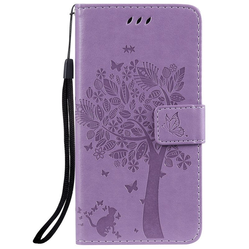 Anymob Huawei Phone Case Purple Tree Print Flip Leather Wallet Phone Cover-PEROZ Accessories