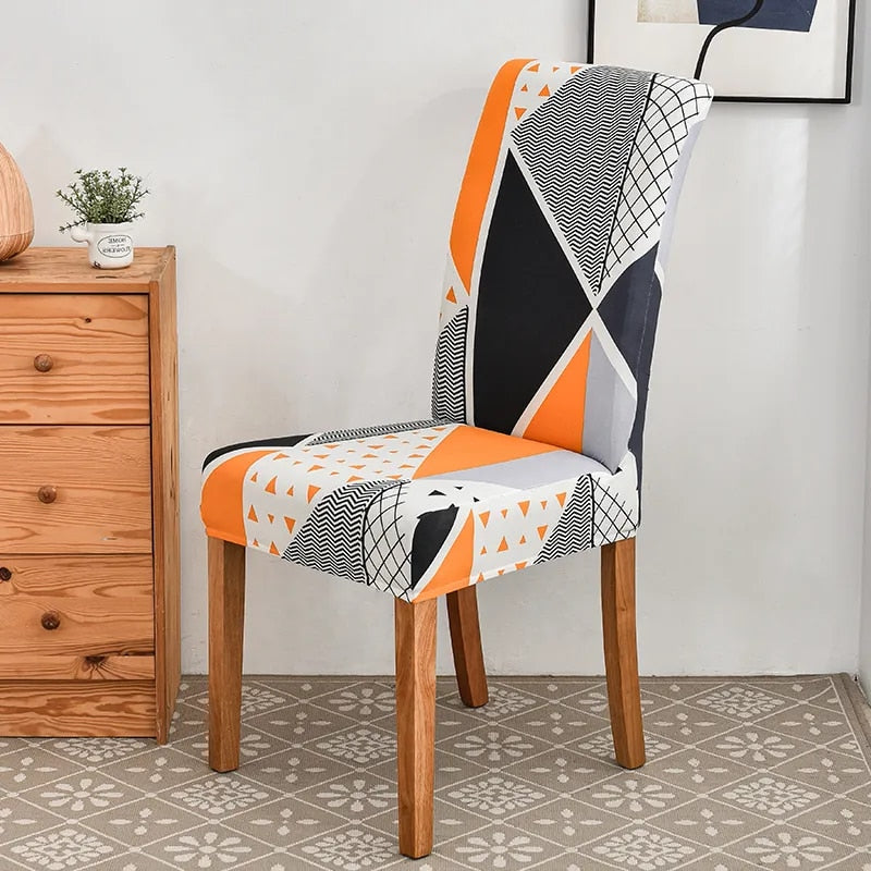 Anyhouz Chair Cover Orange Pattern Design with Anti-Dirt and Elastic Material for Dining Room Kitchen Wedding Hotel Banquet Restaurant-Chair Cover-PEROZ Accessories