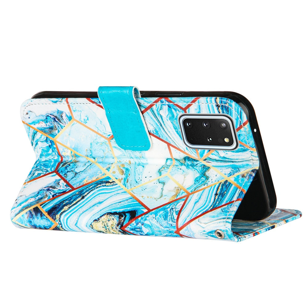 Anymob Samsung Purple Geometric Marble Leather Case Flip Wallet Magnetic Phone Cover-Mobile Phone Cases-PEROZ Accessories