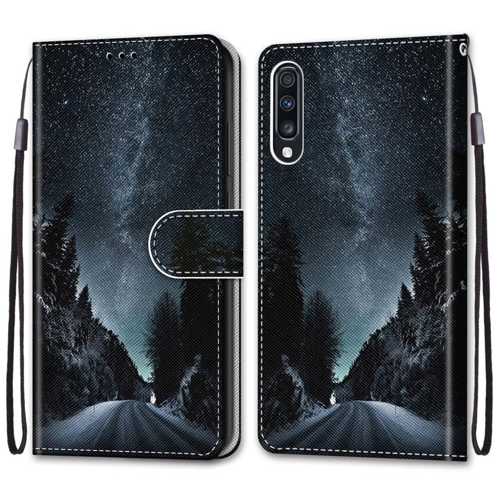 Anymob Samsung Case Orange Cat Painted Magnetic Flip Leather Card slot Wallet Book Style Cover-Mobile Phone Cases-PEROZ Accessories