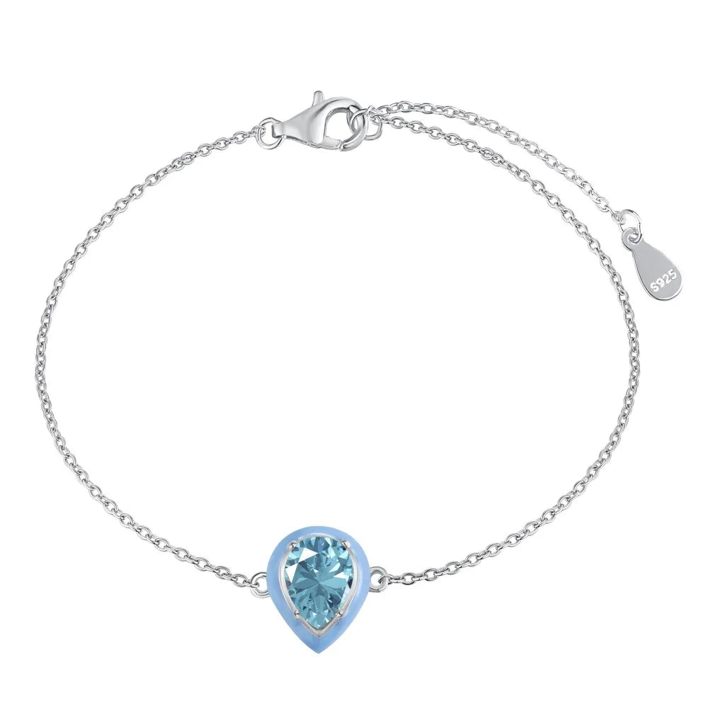Anyco Bracelet Cuba Drop Blue Heart Shape Iced Out Tennis Cubic Zirconia 925 Silver Chain Crystal Bracelets Bangles Charm For Bracelet Women-Bracelets-PEROZ Accessories