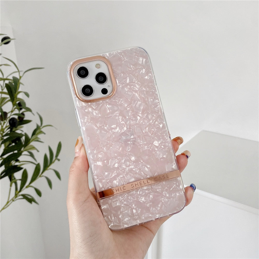 Anymob iPhone Case Pink Dream Shell Pattern Shockproof Soft Silicone Back Cover-Mobile Phone Cases-PEROZ Accessories