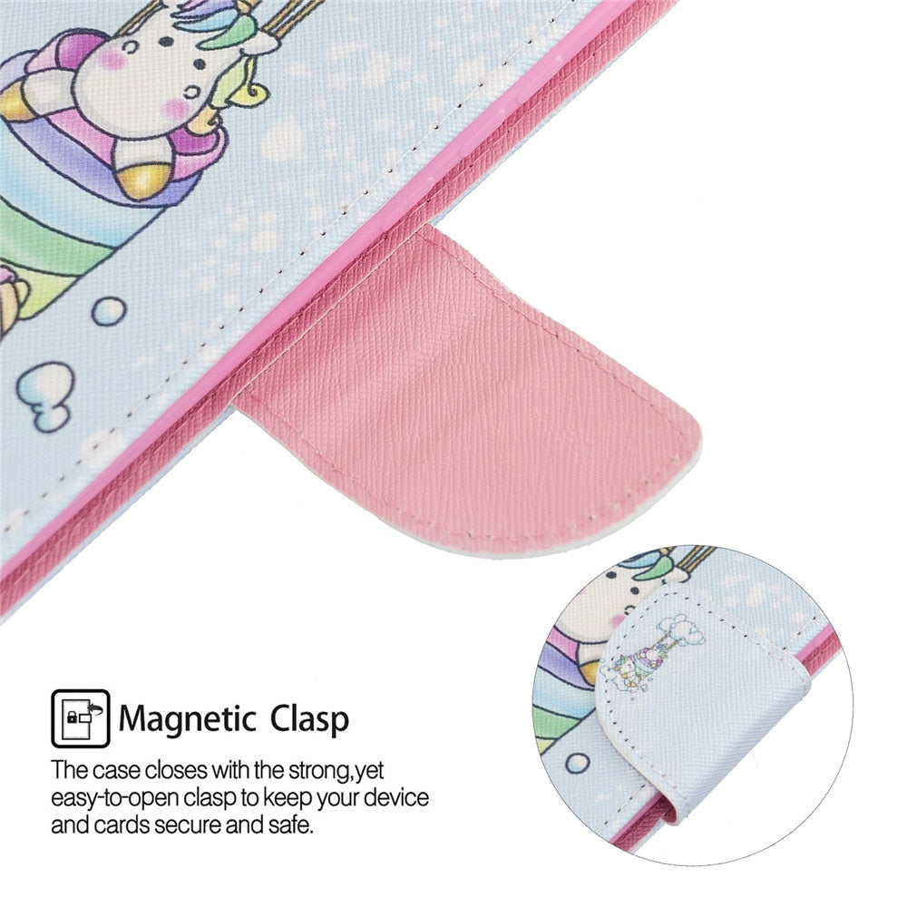 Anymob iPhone Case Unicorn with Ballon Unicorn Painted Leather Magnetic Flip Wallet Cover Shell-Mobile Phone Cases-PEROZ Accessories