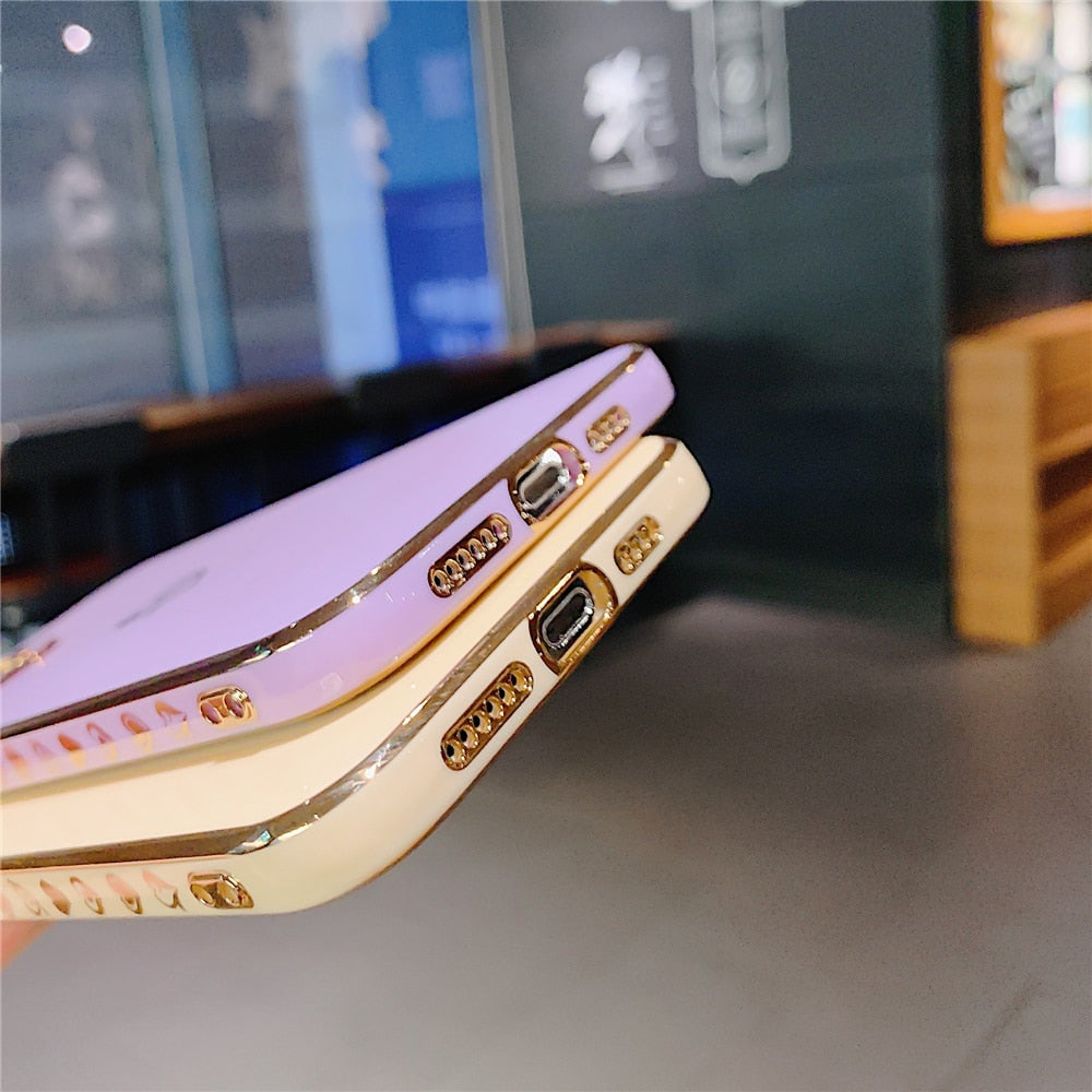 Anymob iPhone Case Purple Plating Colorful Side Love Heart Soft Silicone Cover-Mobile Phone Cases-PEROZ Accessories