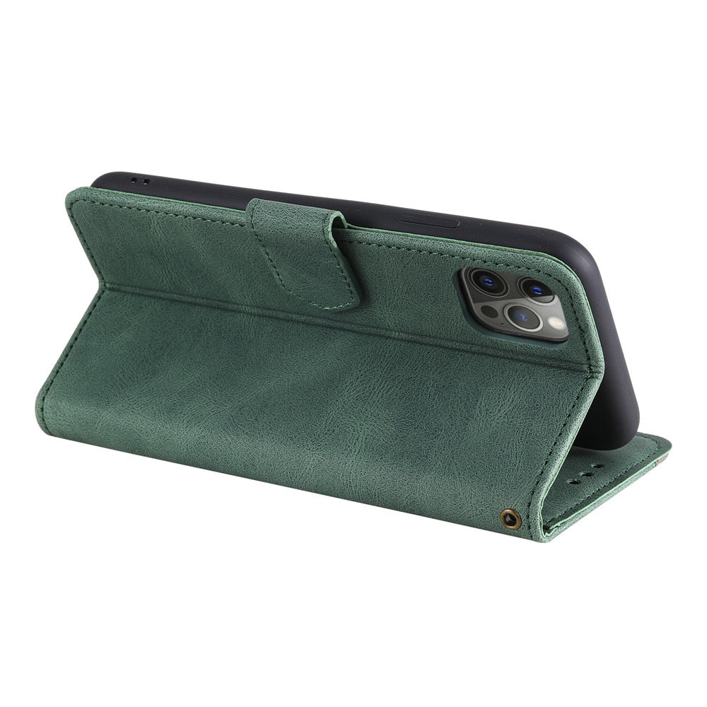 Anymob IPhone Black Splicing Flip Leather Phone Cases Wallet Book Style Cover-Mobile Phone Cases-PEROZ Accessories