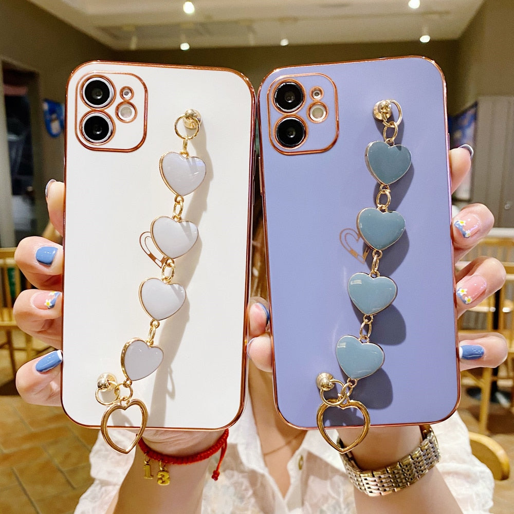 Anymob iPhone Case Red Soft Electroplated Love Heart Bracelet Silicon Bumper Back Cover-Mobile Phone Cases-PEROZ Accessories