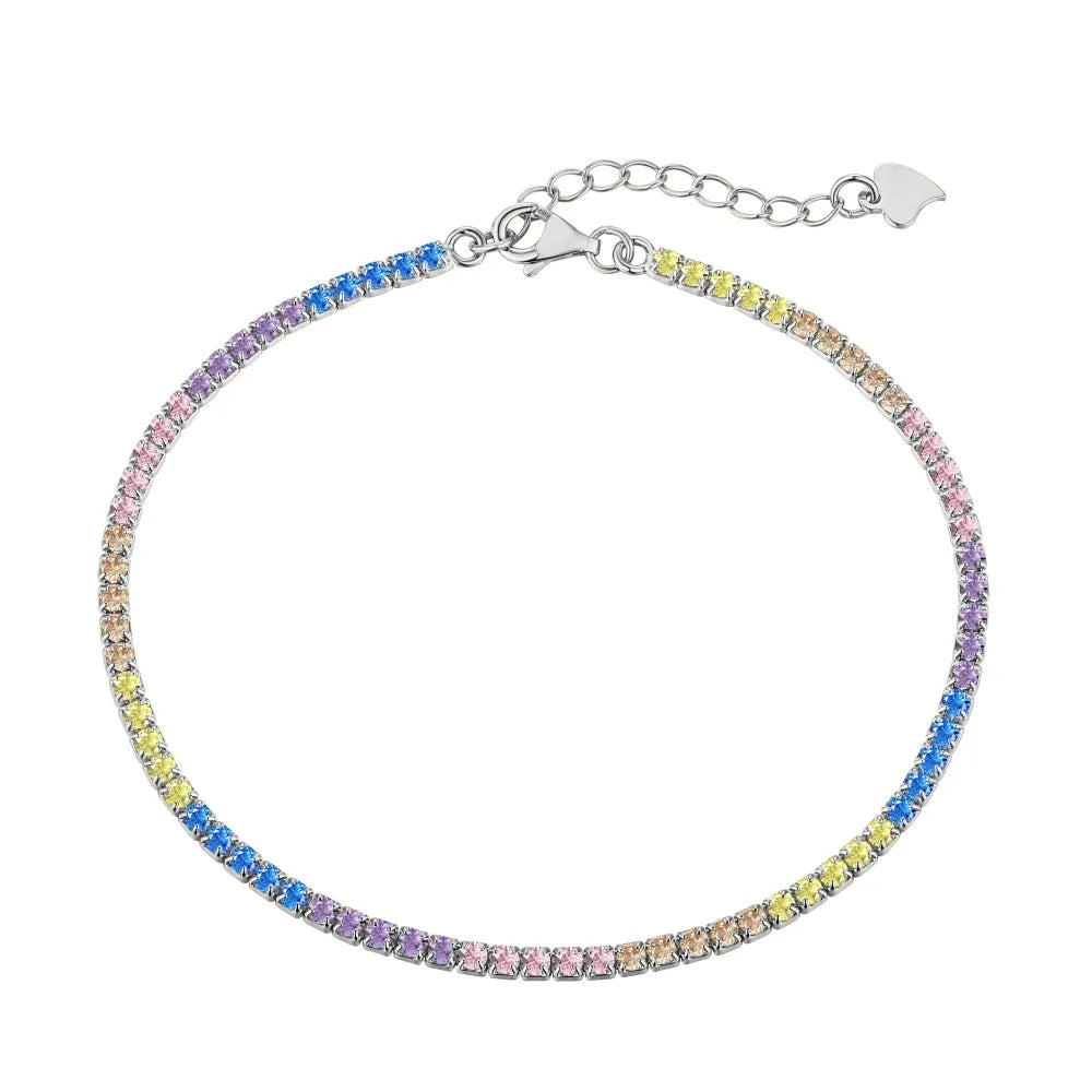 Anyco Bracelet Elegant Rainbow Color Cubic Zirconia Wholesale Fine Jewelry Bracelets Women S925 Sterling Silver Tennis Bracelet-Bracelets-PEROZ Accessories