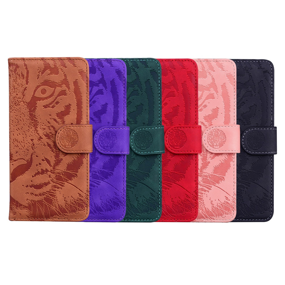 Anymob iPhone Violet Flip Leather Case Tiger Wallet Cover Book Style With Card Slot Cover-Mobile Phone Cases-PEROZ Accessories