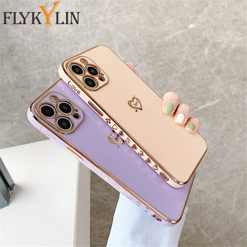 Anymob iPhone Case Blue Camera Protection Love Heart Side Hearts Shockproof Soft Silicone Cover-Mobile Phone Cases-PEROZ Accessories
