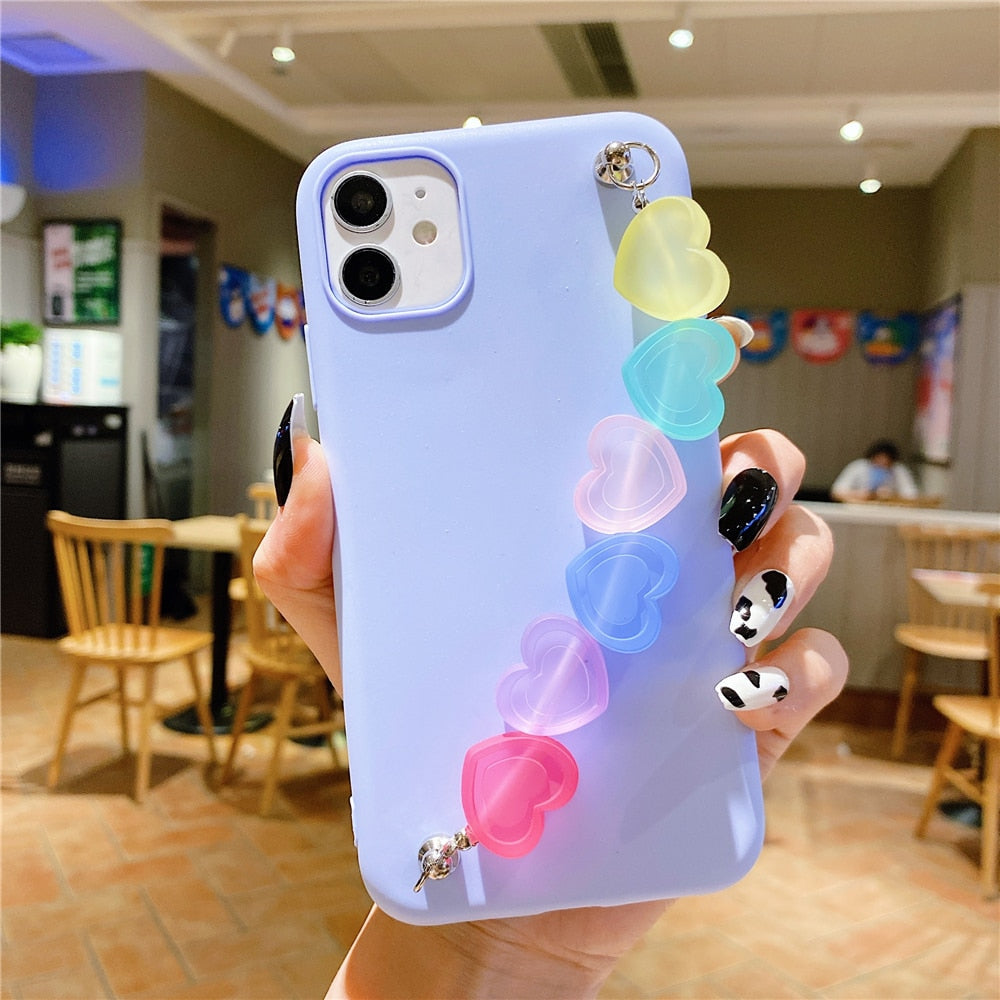 Anymob iPhone Case Transparent Bracelet Soft Silicone Cover With Love Wrist Strap-Mobile Phone Cases-PEROZ Accessories