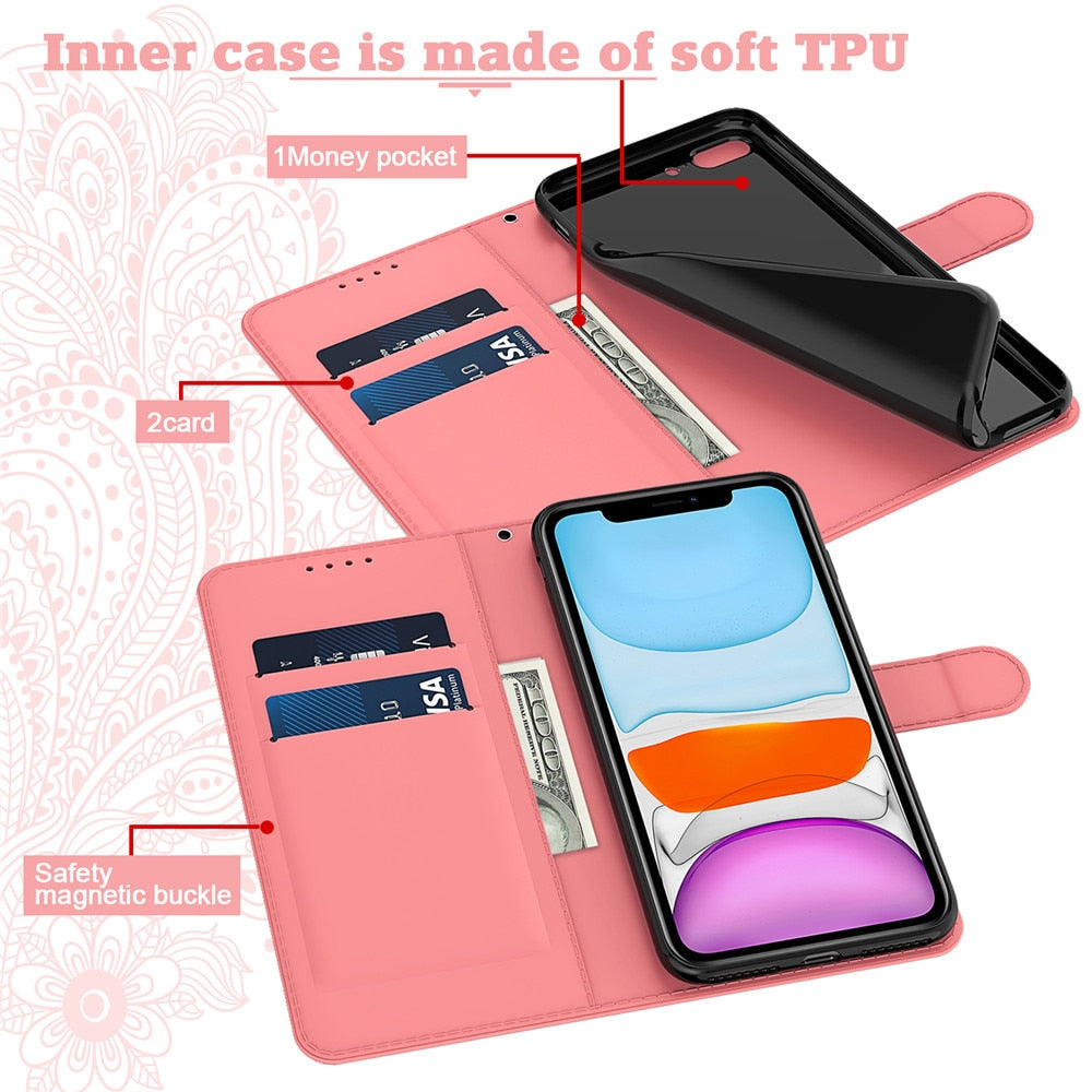 Anymob iPhone Violet Flip Leather Phone Cases Peacock Pattern Wallet Cover-Mobile Phone Cases-PEROZ Accessories