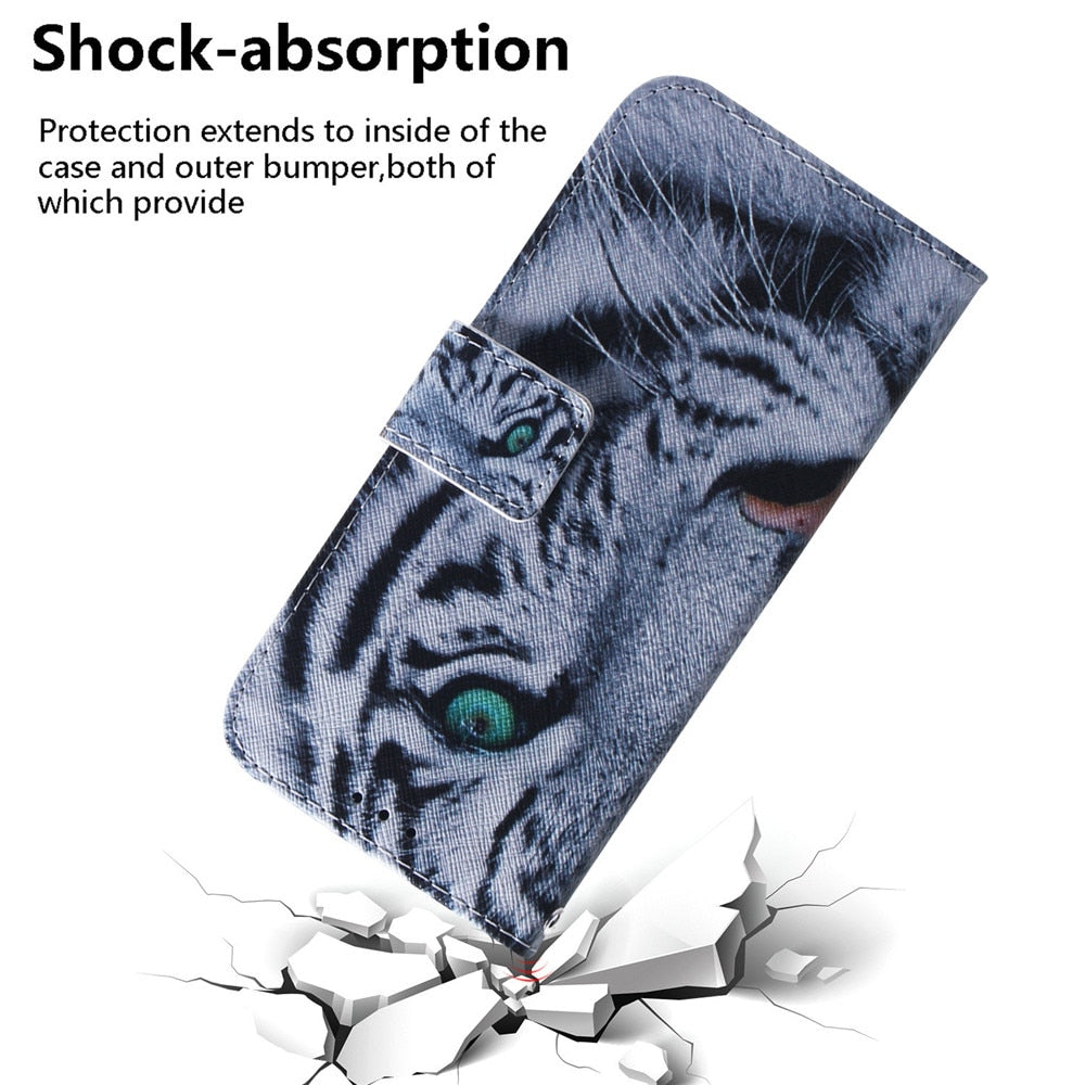 Anymob iPhone Case Black Wolf Magnetic Flip Leather Animal painting Card slot Wallet Book Style Phone Cover-Mobile Phone Cases-PEROZ Accessories