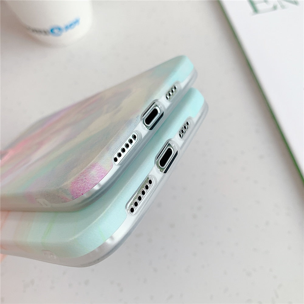 Anymob iPhone Case Sky Blue Gradual Color Matte Marble Soft Silicone Back Cover-Mobile Phone Cases-PEROZ Accessories