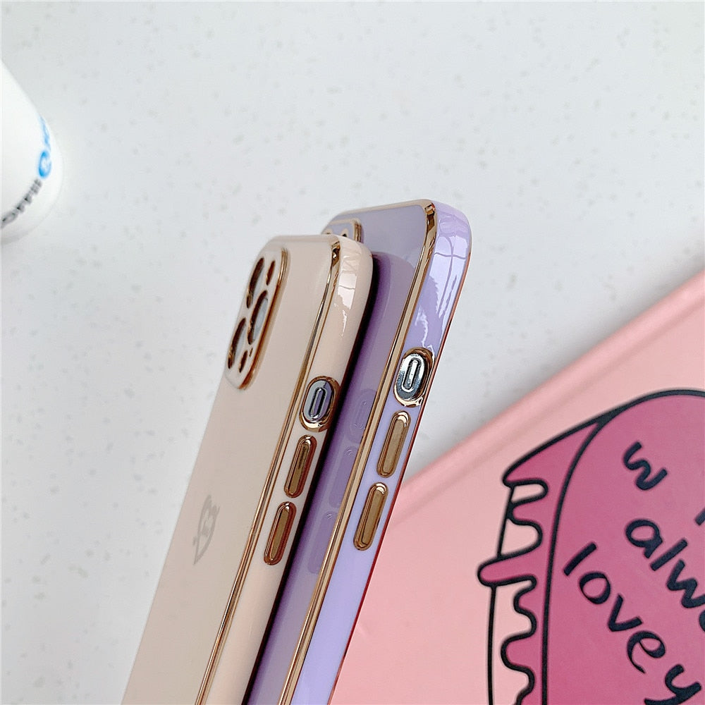 Anymob iPhone Case Blue Camera Protection Love Heart Side Hearts Shockproof Soft Silicone Cover-Mobile Phone Cases-PEROZ Accessories