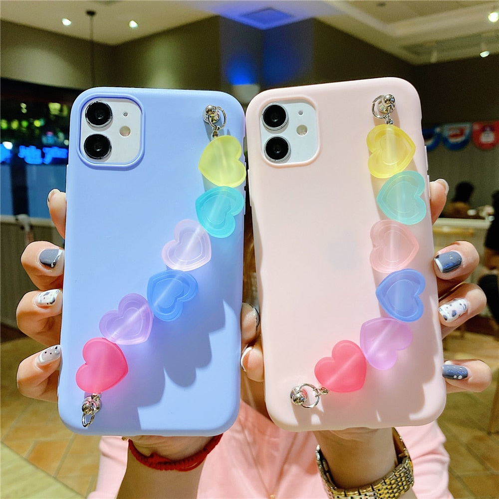 Anymob iPhone Case Transparent Bracelet Soft Silicone Cover With Love Wrist Strap-Mobile Phone Cases-PEROZ Accessories