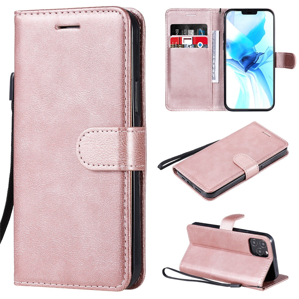 Anymob iPhone Blue Flip Leather Phone Case Solid Color Wallet Cover-Mobile Phone Cases-PEROZ Accessories
