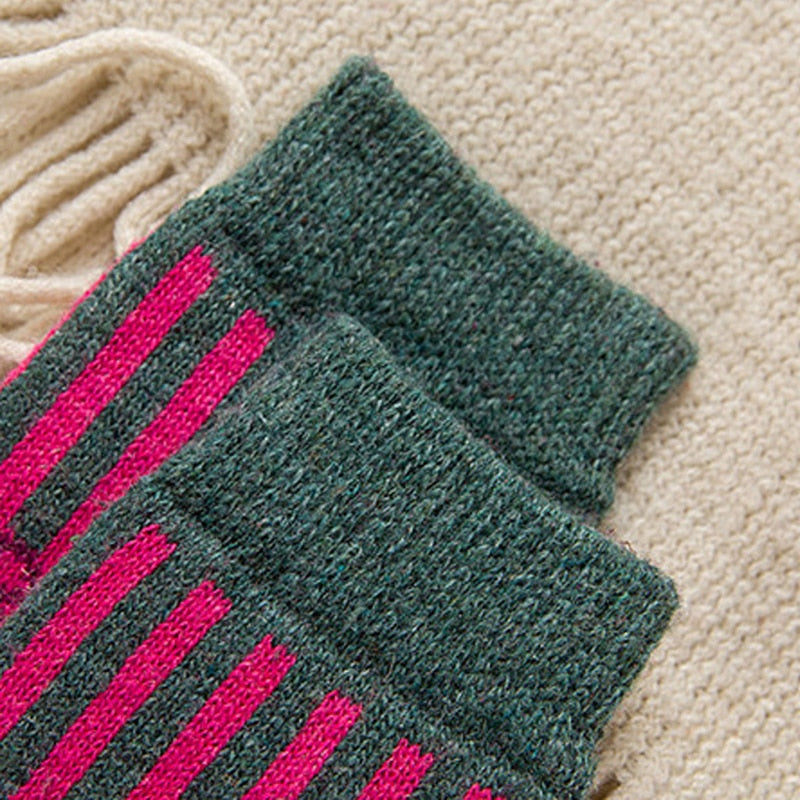 Anysox 5 Pairs One Size 5-9 Mix Color Winter Thick Warm Wool Socks With Colorful Fashionable And Casual Euramerican National Wind-Flowers Sock-Socks-PEROZ Accessories