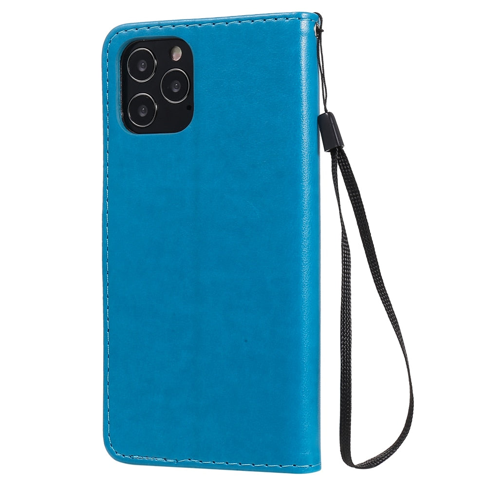 Anymob iPhone Gray Leather Flip Case Embossing Cat and Bee Cover-Mobile Phone Cases-PEROZ Accessories