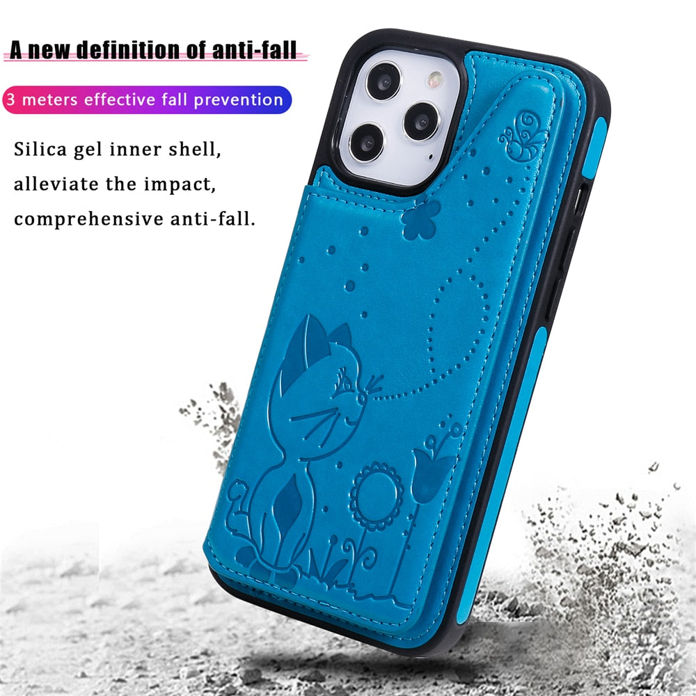 Anymob iPhone Case Red Flip Leather Holder Stand Book Cover-Mobile Phone Cases-PEROZ Accessories