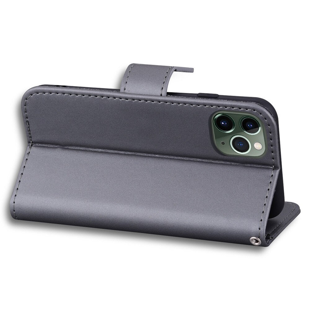 Anymob iPhone Case Gray Flip Leather Skin Silicone Bear Design Wallet Phone-Mobile Phone Cases-PEROZ Accessories