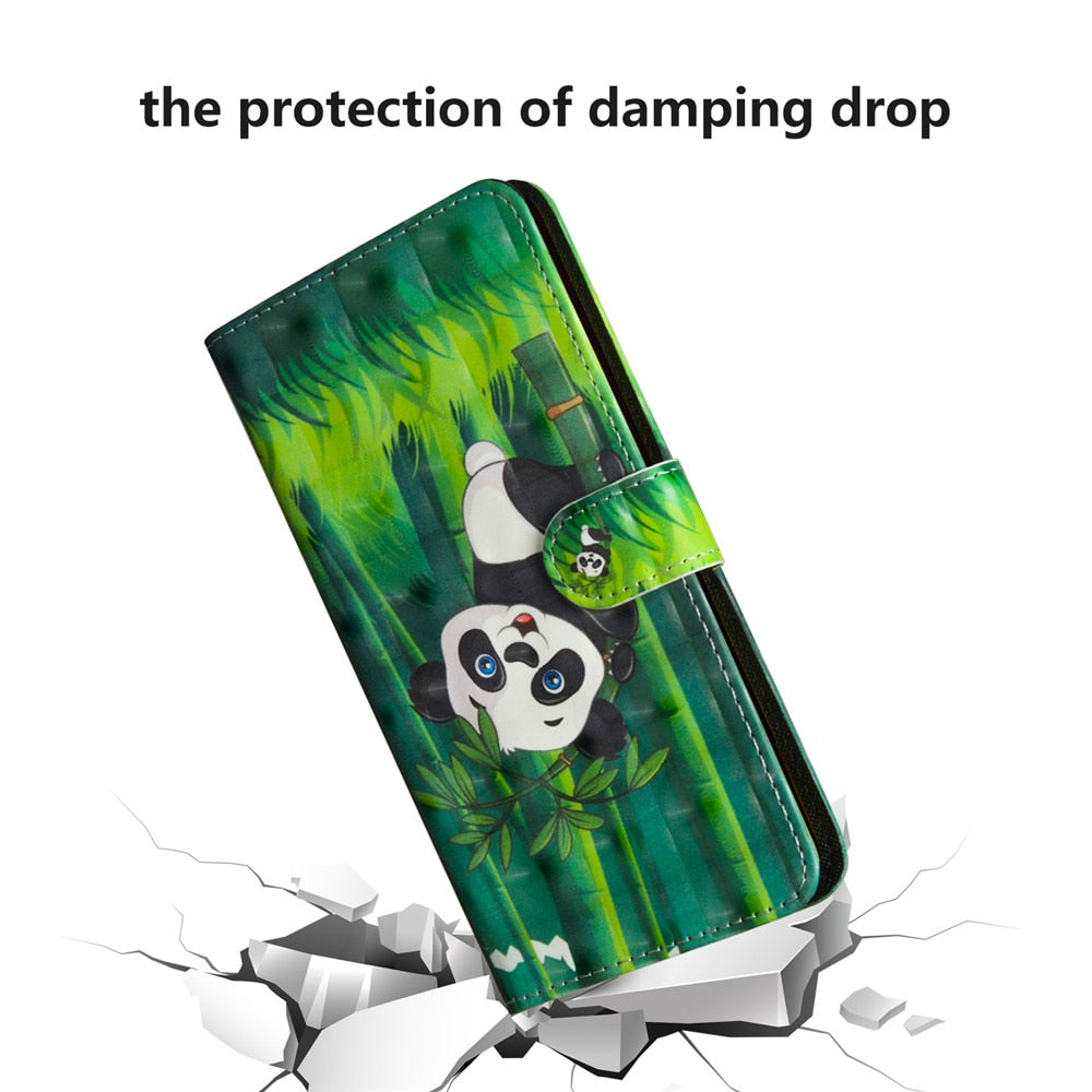 Anymob iPhone Case Green Panda Flip Leather 3D Panda Painted Wallet Back Cover-Mobile Phone Cases-PEROZ Accessories
