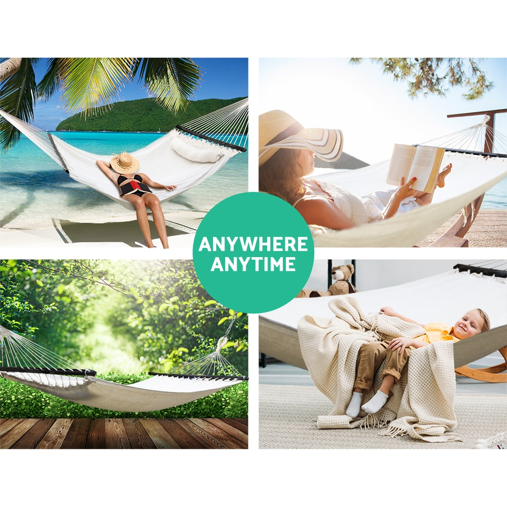 Gardeon Swing Double Hammock Bed Cream-Hammock-PEROZ Accessories