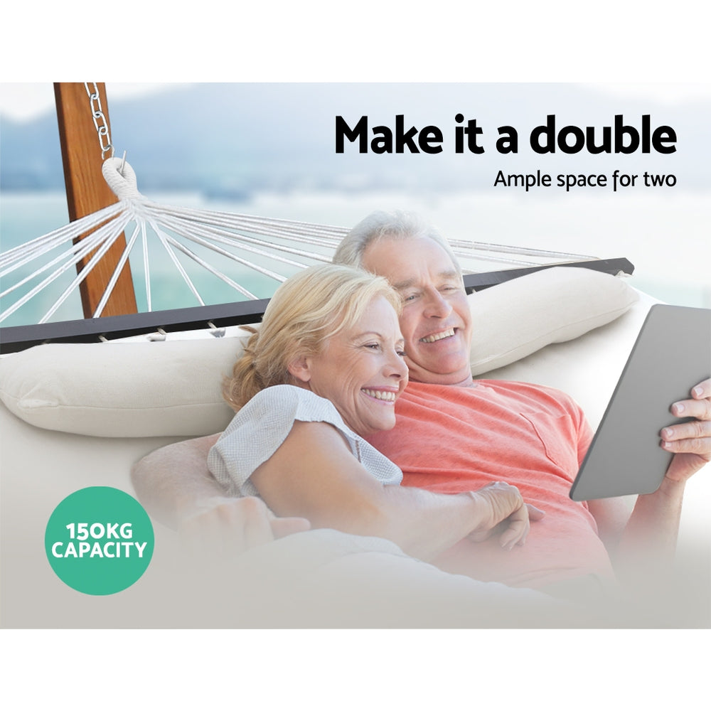 Gardeon Swing Double Hammock Bed Cream-Hammock-PEROZ Accessories