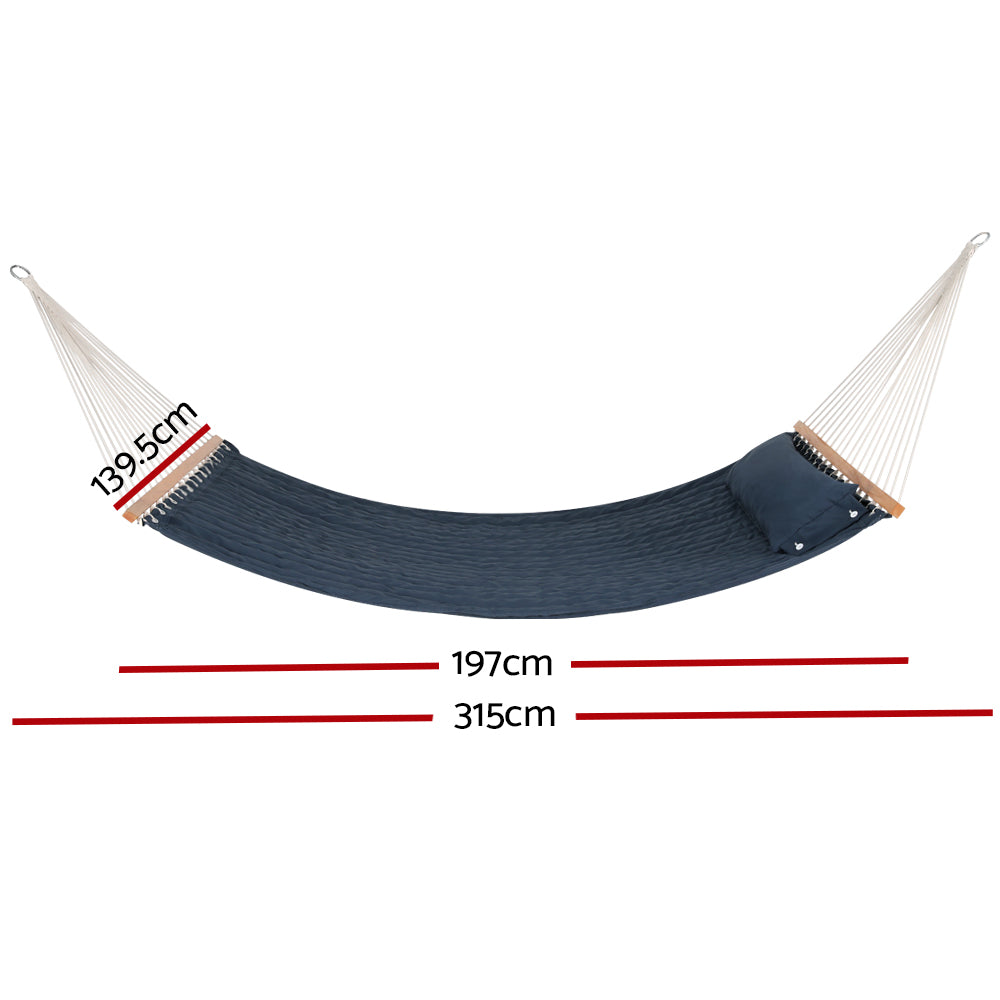 Gardeon Hammock Bed Outdoor Portable Hammock Hanging Chair Camping 2 Person Blue-Home & Garden > Hammocks-PEROZ Accessories