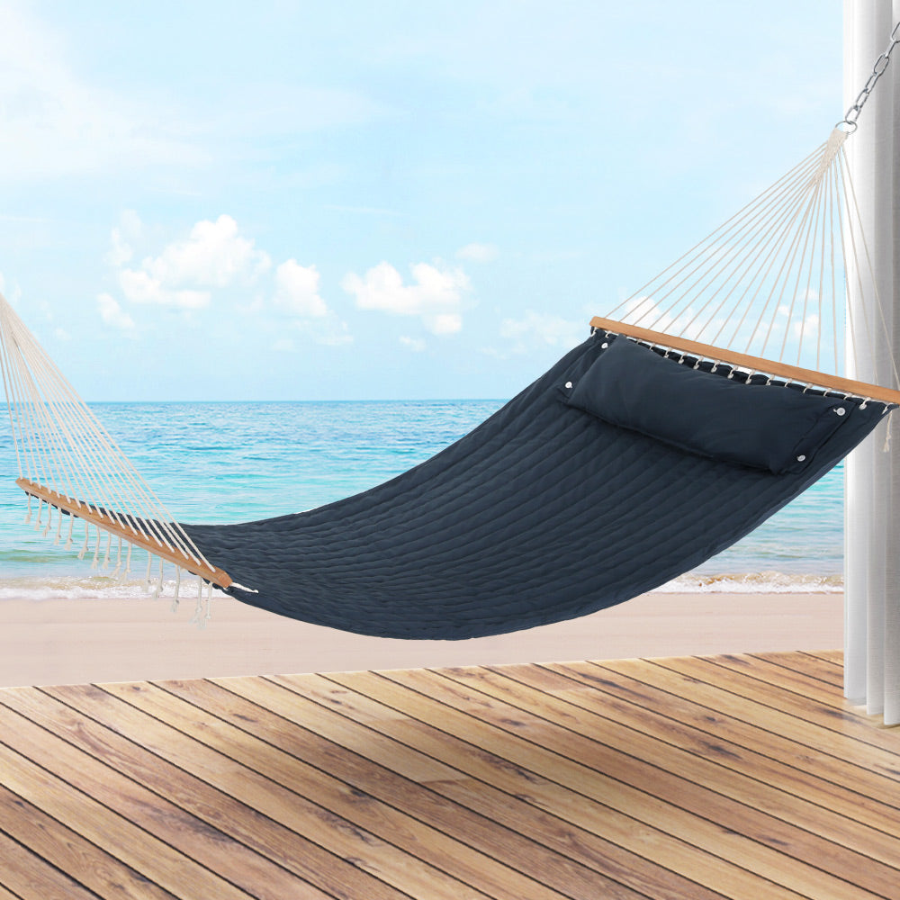 Gardeon Hammock Bed Outdoor Portable Hammock Hanging Chair Camping 2 Person Blue-Home & Garden > Hammocks-PEROZ Accessories