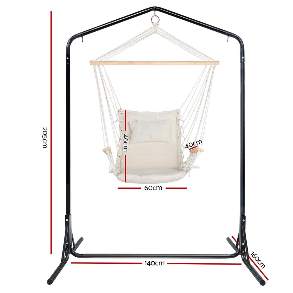 Gardeon Outdoor Hammock Chair with Stand Swing Hanging Hammock Garden Cream-Hammock-PEROZ Accessories