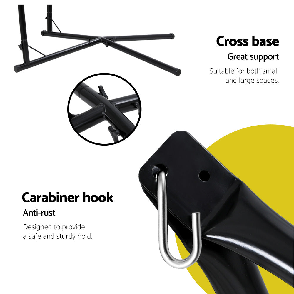 Gardeon Outdoor Hammock Chair with Steel Stand Hanging Hammock Beach Cream-Hammock-PEROZ Accessories