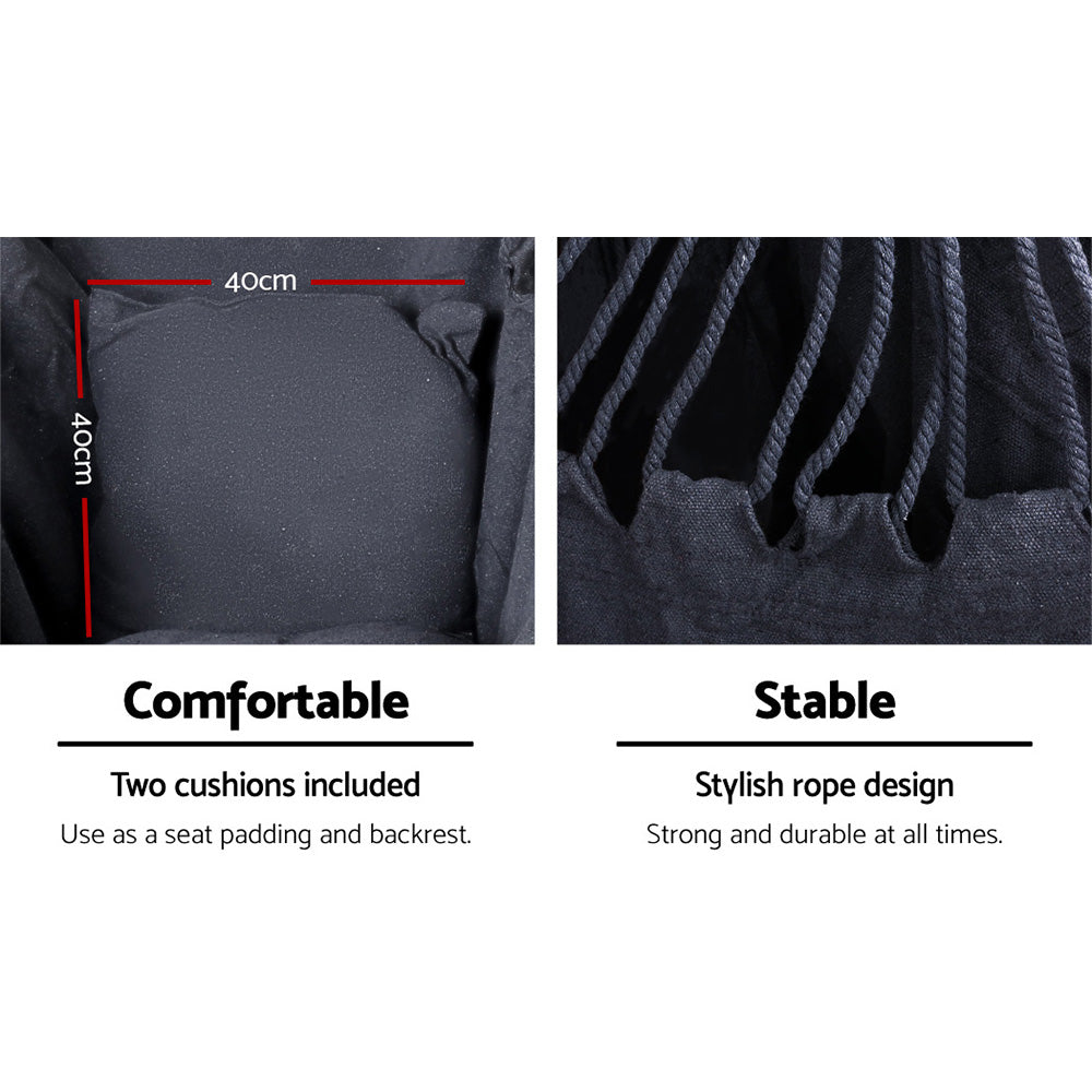 Gardeon Outdoor Hammock Chair with Stand Swing Hanging Hammock with Pillow Grey-Hammock-PEROZ Accessories