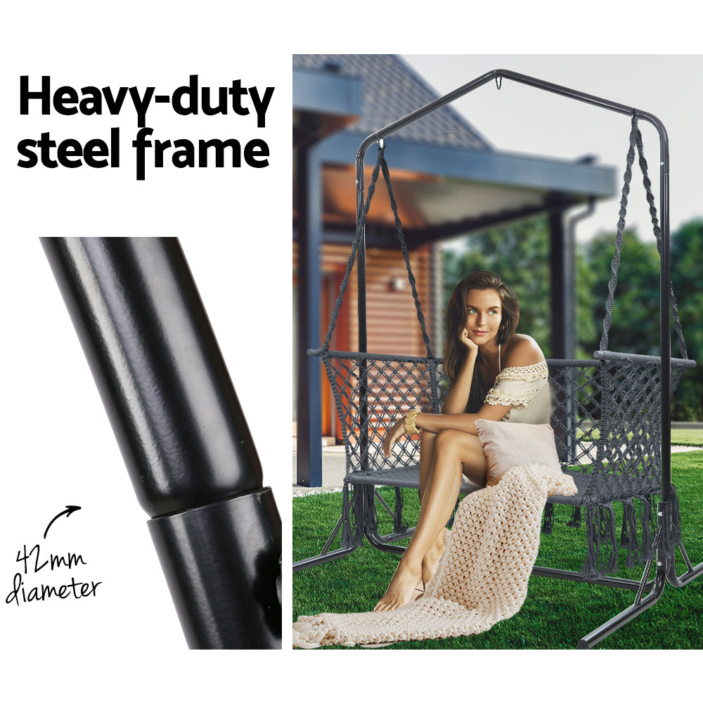 Gardeon Outdoor Swing Hammock Chair with Stand Frame 2 Seater Bench Furniture-Home & Garden > Hammocks-PEROZ Accessories