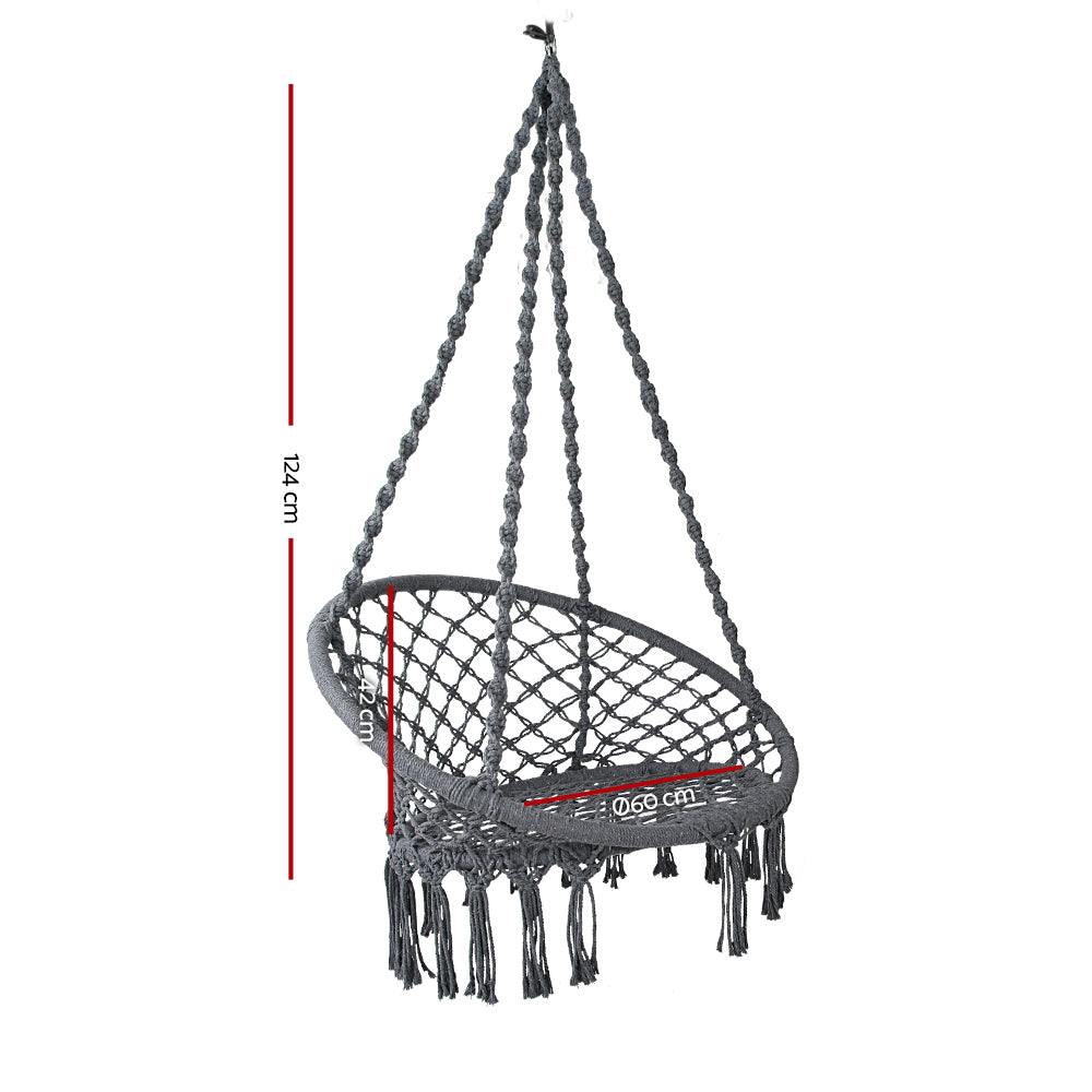 Gardeon Hammock Swing Chair - Grey-Hammock-PEROZ Accessories