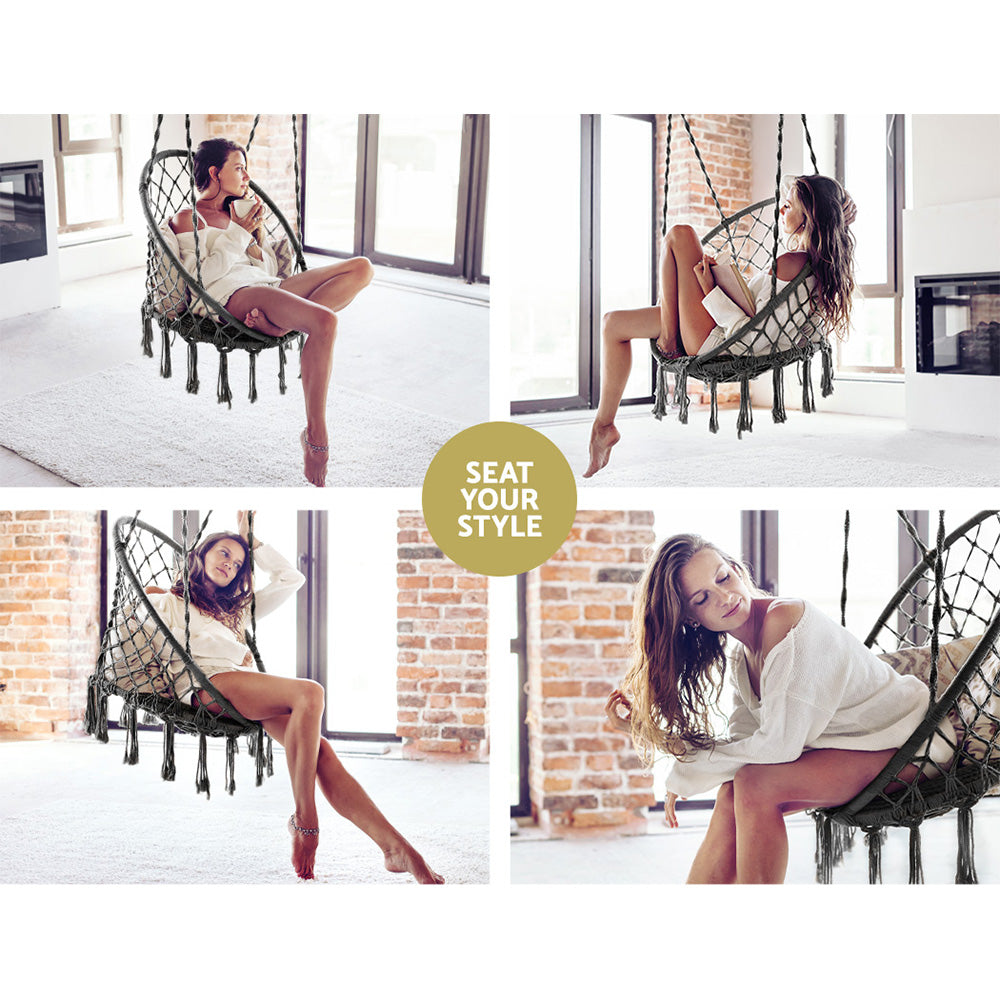 Gardeon Hammock Swing Chair - Grey-Hammock-PEROZ Accessories