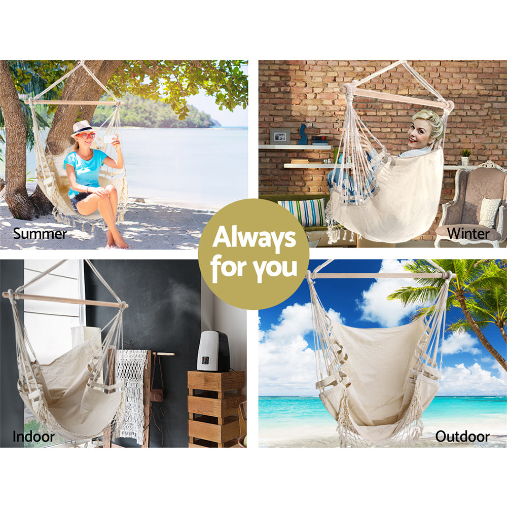 Gardeon Hammock Swing Chair - Cream-Hammock-PEROZ Accessories