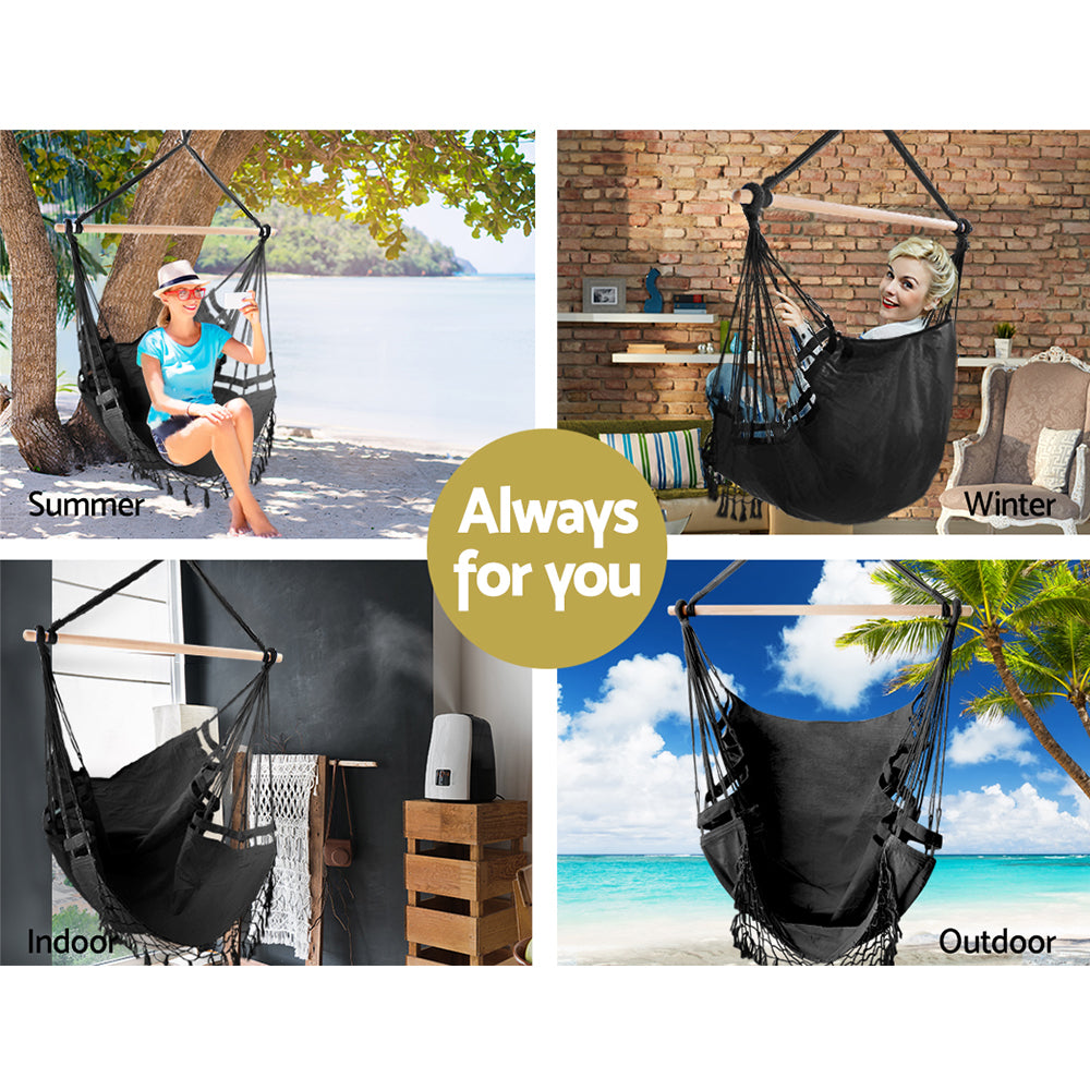 Gardeon Hammock Swing Chair - Grey-Hammock-PEROZ Accessories