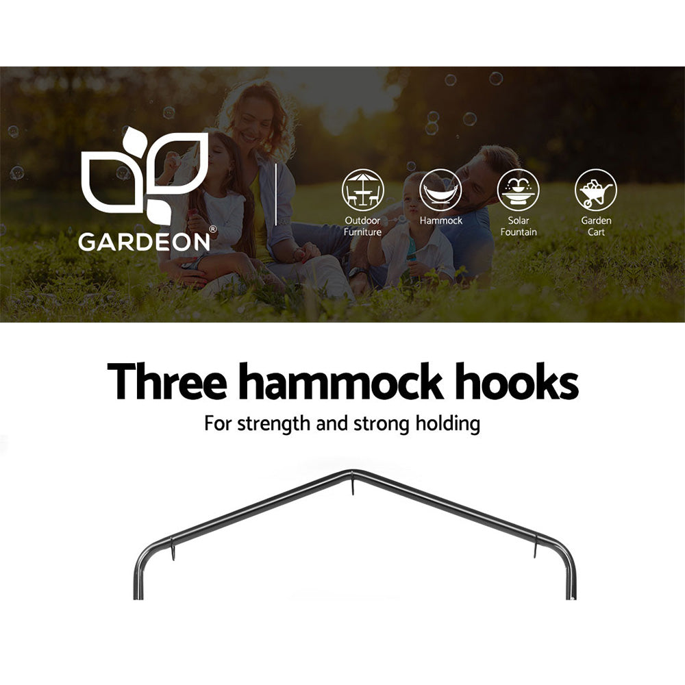 Gardeon Outdoor Hammock Chair with Stand Tassel Hanging Rope Hammocks Grey-Hammock-PEROZ Accessories