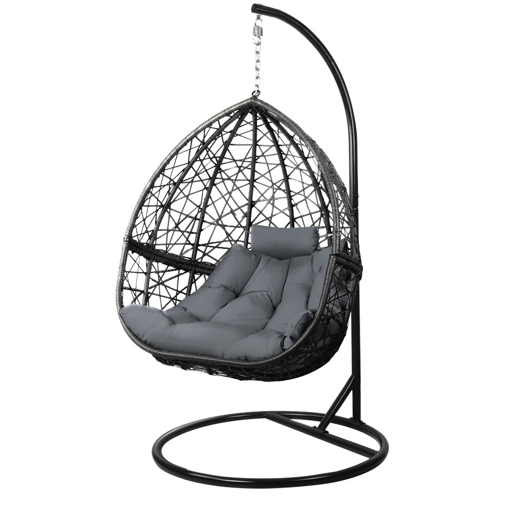 Gardeon Outdoor Hanging Swing Chair - Black-Hammock-PEROZ Accessories