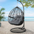 Gardeon Outdoor Hanging Swing Chair - Black-Hammock-PEROZ Accessories